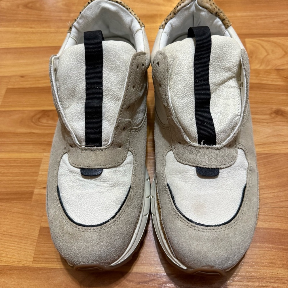 MWL Madewell Kickoff Trainer Leather Suede Cream & Tan Sneakers Clean Sanitized - Picture 5 of 10